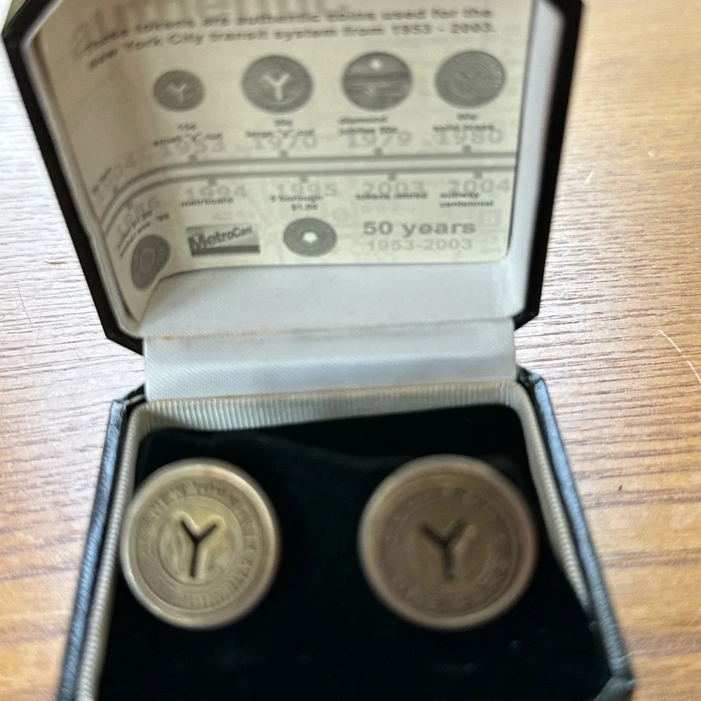Antique Token Cufflinks from the New York Transit Museum in Original Box and COA